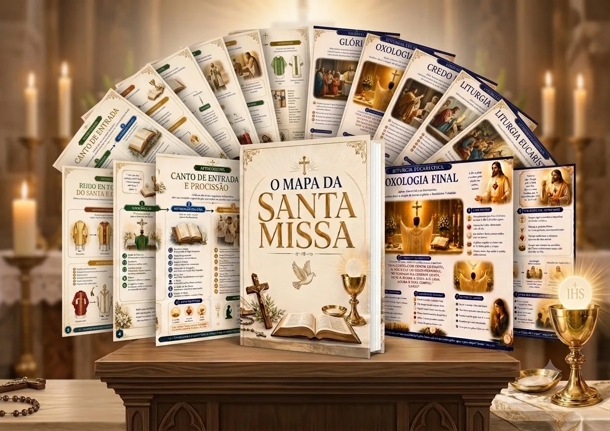 O Mapa da Santa Missa com páginas internas ilustradas