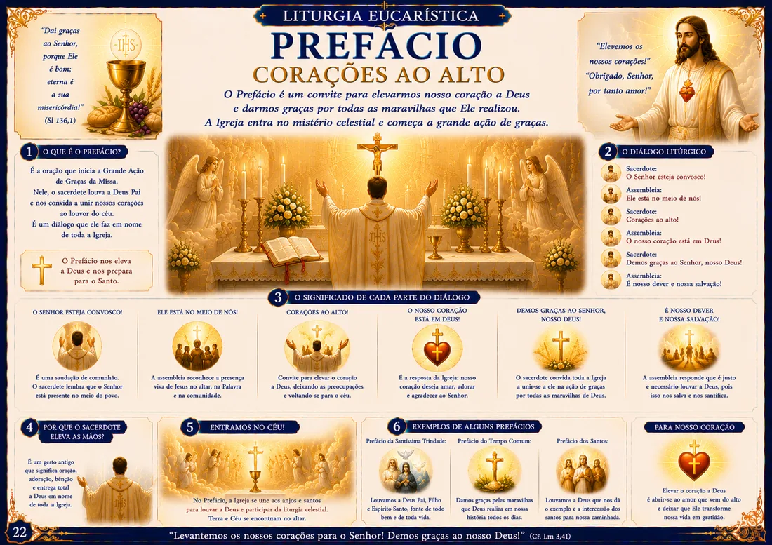 Página interna sobre o prefácio e os corações ao alto